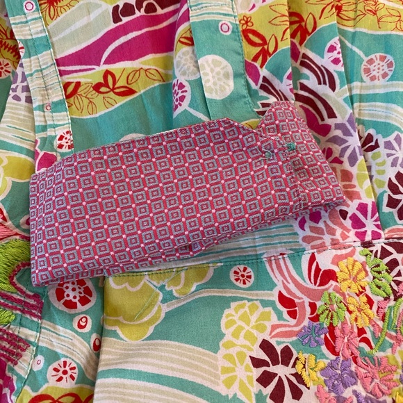 Robert Graham Embroidered Detailed Colorful Trees Flowers Shirt - Size Small - Picture 6 of 11